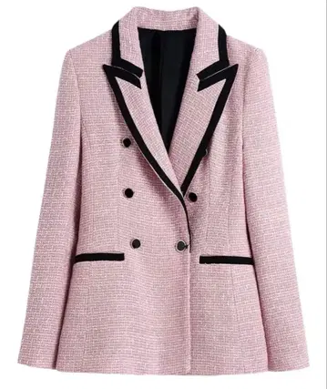 핑크 더블 브레스트 테일러드 자켓