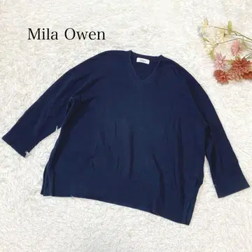 s.2462 [밀라오웬] 긴팔 V넥 니트 얇은 소재 심플 네이비