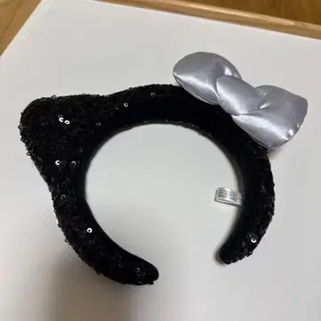 USJ 스팽글 블랙 머리띠 실버 리본