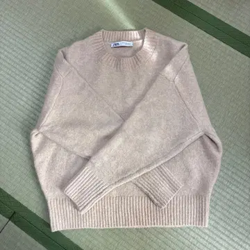 ZARA 베이지 크루넥 스웨터 니트 울 혼방