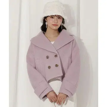 WILLSELECTION W 버튼 샤기 숏코트 (라벤더)