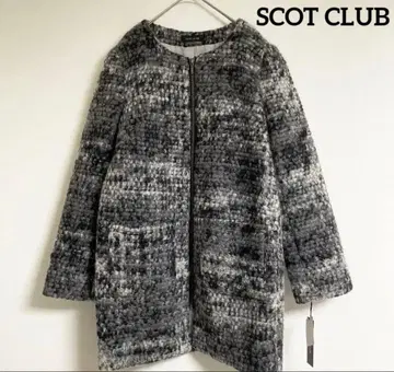 새상품, 택 포함 스콧 클럽 모헤어 울 노카라 코트 야마다야