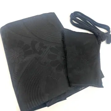 블랙 실크 상복 세트 허리띠 오비 꽃 무늬