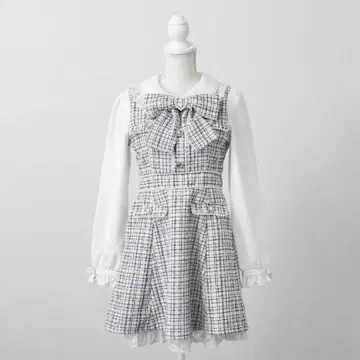 유메텐보 DearMyLove 하트펄 아가씨 트위드 원피스 3L 그레이