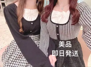 새상품급 evelyn 하트 비쥬 니트 하운드투스 체크 패턴