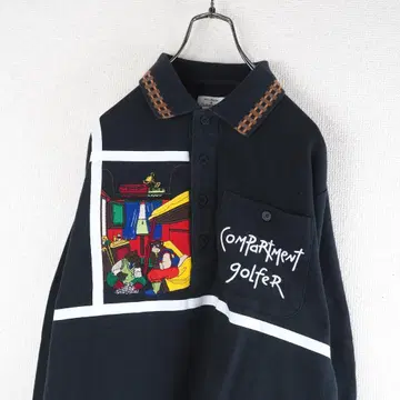 H21*CASTELBAJAC 까스텔바작 자수 피케 셔츠 블랙