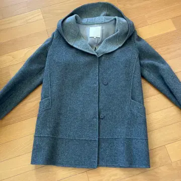 자유구 그레이 후드 부착 울 코트 사이즈 32