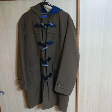 브라운 더플 코트 후드 부착