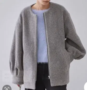 OPAQUE.CLIP 노카라 자켓 차콜 그레이