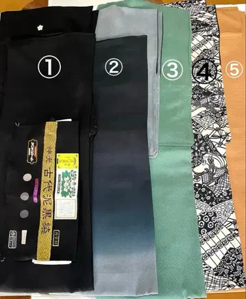 기모노 5종 세트 전 상품 착용 가능 순수 실크와 크레이프 원단