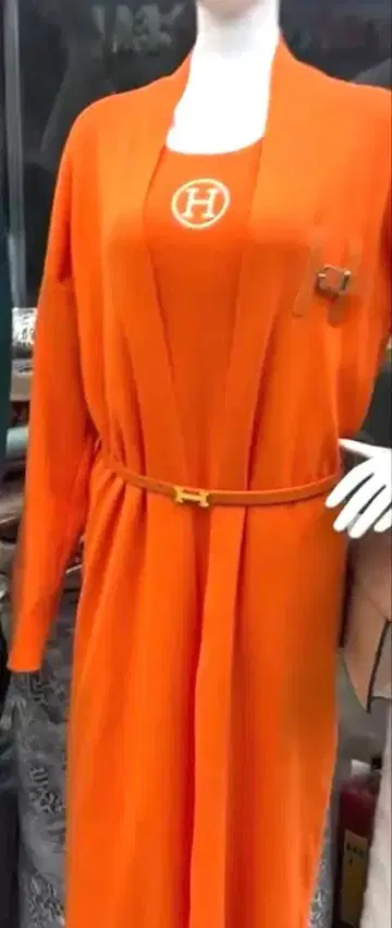 오렌지 H 로고 셋업 벨트 포함