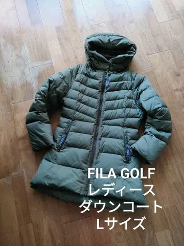 휠라 골프 여성용 후드 부착 다운 코트 다운 자켓 카키 L