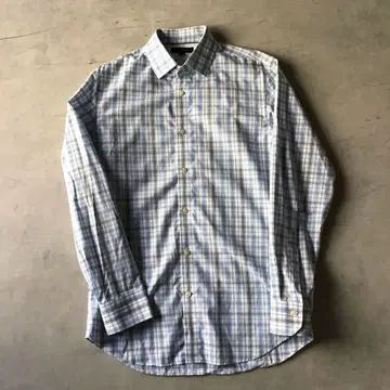 [ 고급 ] BANANA REPUBLIC 셔츠 코튼 체크 블루 M