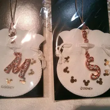 디즈니 스와로브스키 참 파우치 포함 알파벳 S, M 각 1개