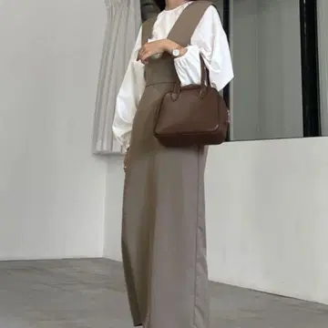 [ louere 루엘레 ] 오버롤 스커트 카키 원피스