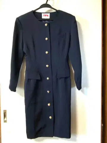 쇼와 레트로 버블 원피스 수트 다크 네이비 골드 버튼