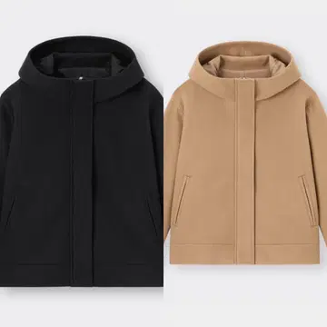 15일 한정판 니트 멜톤 숏 후디 코트 블랙 & 베이지 S 2점