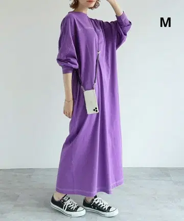 새상품급 alma design 퍼플 롱 티셔츠 원피스 M