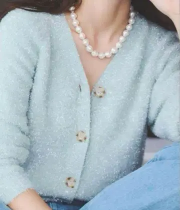 시착만 한 루니 페더얀 가디건 라메 민트 그린