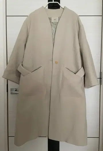 IENA 울 모사 코트 노카라 롱 V넥