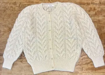 Puppy 시스루 편 핸드메이드 니트 모헤어 가디건 아이보리