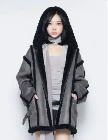 완판템 THEREDTHREAD S flip mid boa coat 그레이