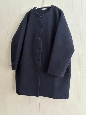 Commencement 노카라 울 코트 미들 기장 네이비