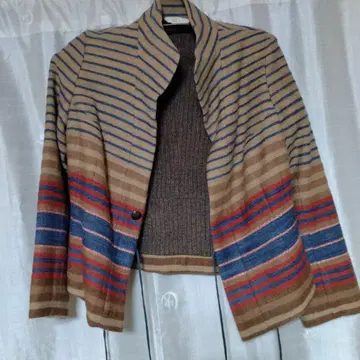 스트라이프 디자인 울 혼방 자켓