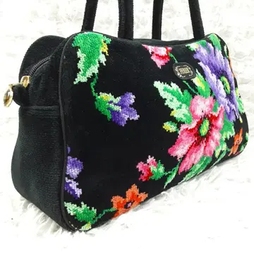 미사용 보관품 FEILER 페이러 핸드백 블랙 계열 꽃무늬