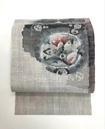 나고야 오비 순수 실크 직조 미사용 하자 있음