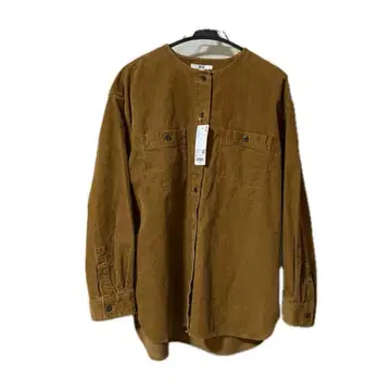 택 포함 새상품 유니클로 코듀로이 롱 셔츠 자켓 L 브라운