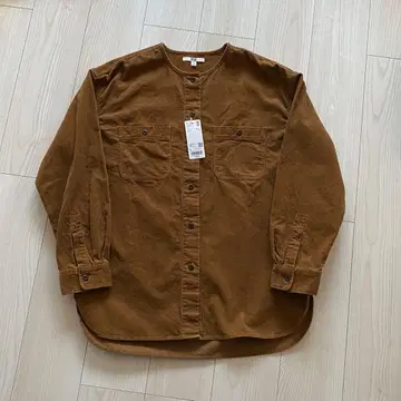 택 포함 새상품 유니클로 코듀로이 롱 셔츠 자켓 L 브라운