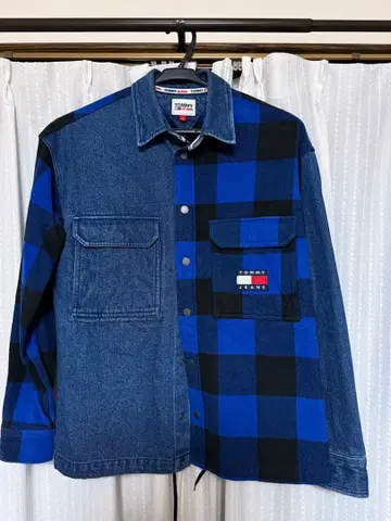 TOMMY JEANS 데님 체크 셔츠 S