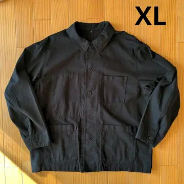 무인양품 나무 열매로 만든 카포크 혼방 헤링본 커버올 블랙 XL