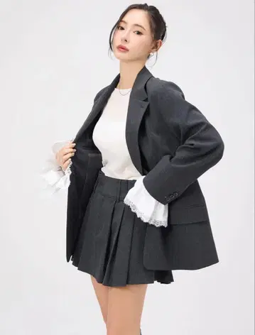 레이스 트리밍 커프스 링 자켓 네이비 eimyistoire