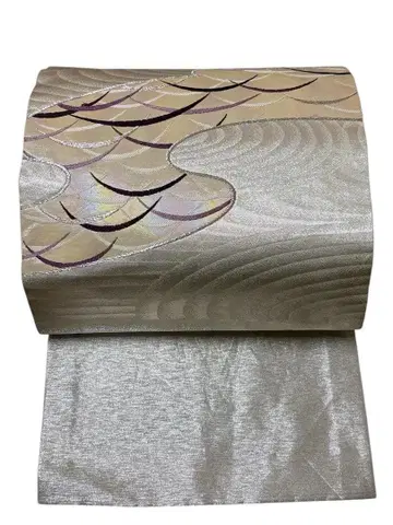 S136 나고야 오비 박 금실 당초 순수 실크