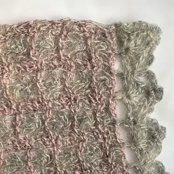 손뜨개질 모헤어 핑크 그레이 스톨