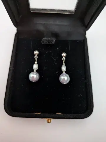 실버 펄 후크식 귀걸이 천연 진주