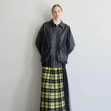 아메리칸 홀릭 인조 가죽 오버 사이즈 블루종