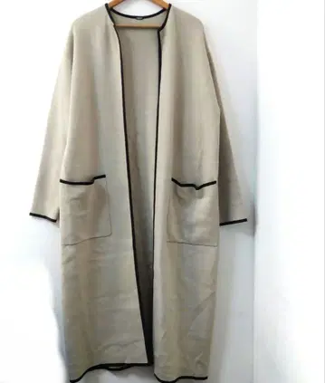 미라 오웬 롱 니트 가디건 F 노카라 베이지