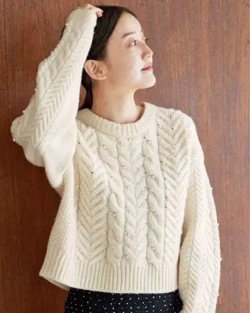 [ 미사용 ] 이에나 IENA 펄 케이블 풀오버 니트