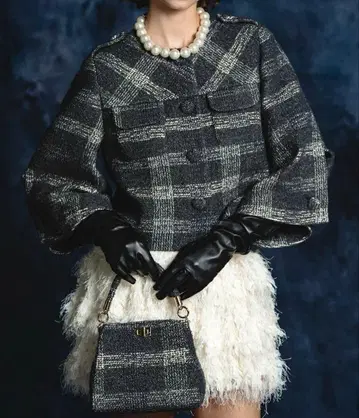 Sheller 체크 자카드 슬리브 자켓