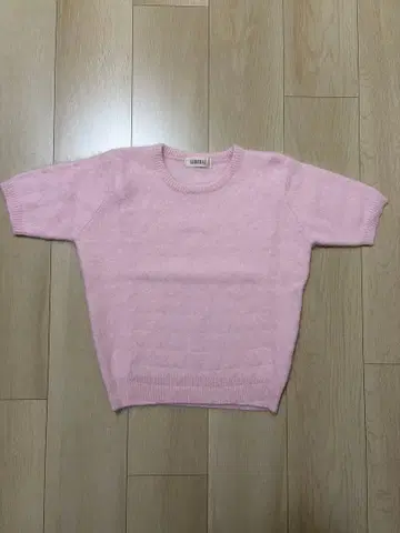 핑크 반팔 니트 스웨터