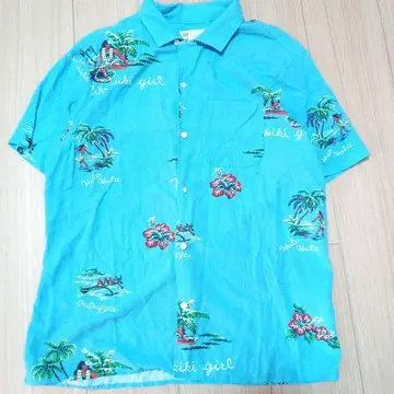 GAP 스카이블루 하와이안 알로하 셔츠 반팔 S 2111번