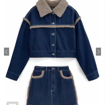 보아 데님 자켓 x 미니 스커트 셋업