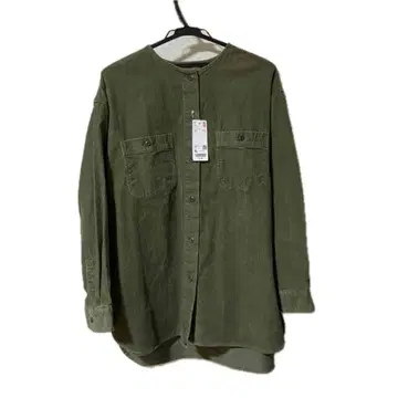 택 포함 새상품 유니클로 코듀로이 롱 셔츠 자켓 올리브 XL