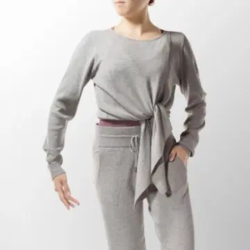 정가 23100엔 Repetto 그레이 앞묶음 니트 카슈쿨풍 니트