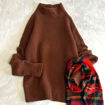 컨디션 최상 에스트네이션 울 캐시미어 부드러운 하이넥 니트 브라운