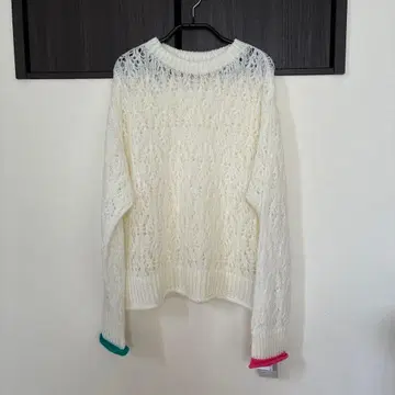 새상품 Audrey and John Wad 톰얀 시스루 패턴 배색 풀오버