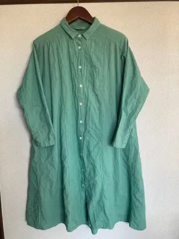 민트 그린 셔츠 원피스 긴팔